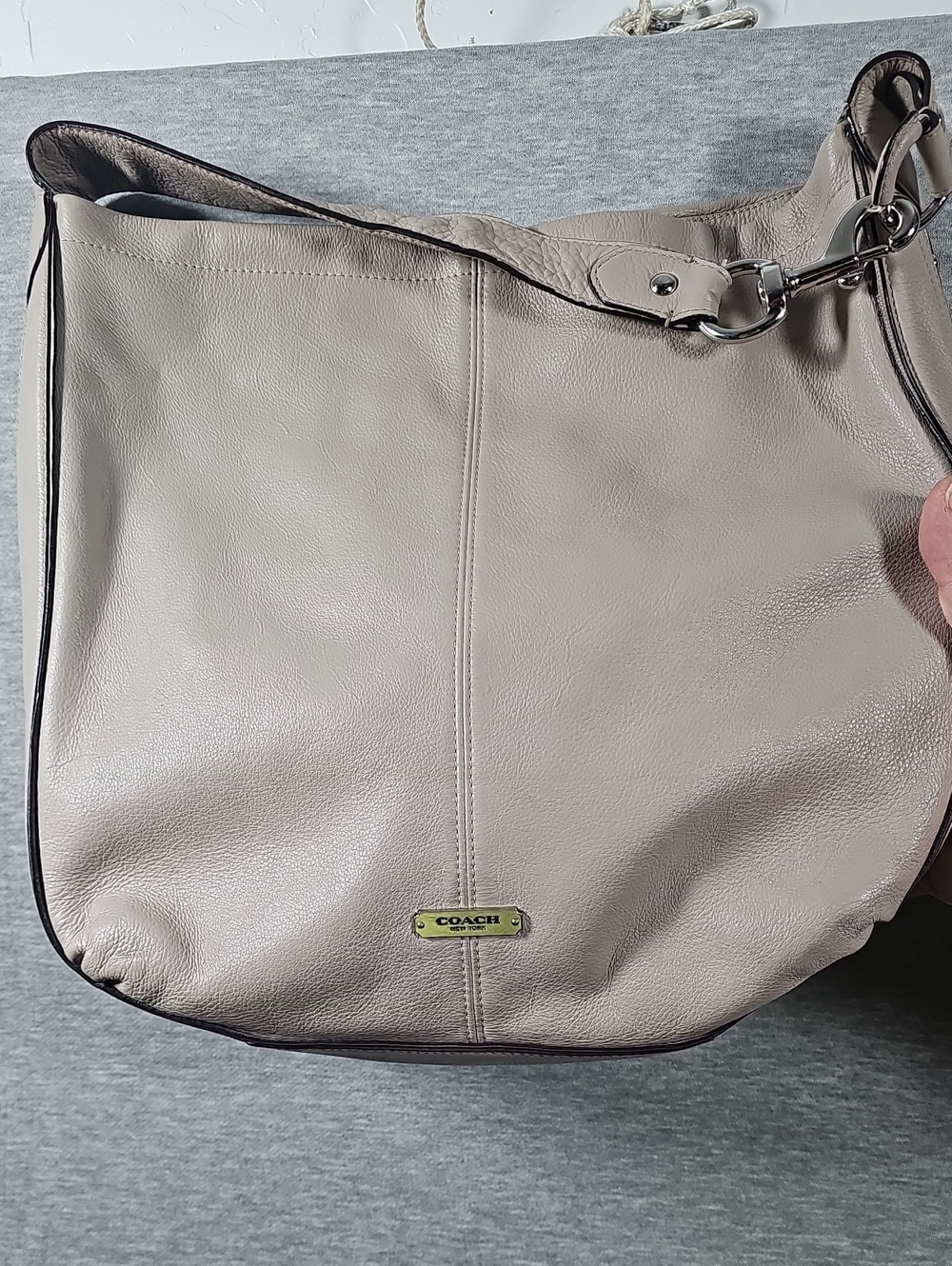 Coach Taupe Leather Shoulder Hobo Bag
